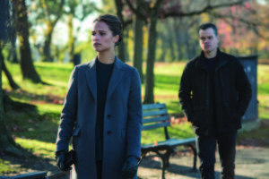 Jason Bourne (MATT DAMON) and Heather Lee (ALICIA VIKANDER) in "Jason Bourne," the action-thriller in which Damon returns to his most iconic role. Paul Greengrass, the director of The Bourne Supremacy and The Bourne Ultimatum, once again joins Damon for the next chapter of Universal Pictures’ Bourne franchise, which finds the CIA’s most lethal former operative drawn out of the shadows.
